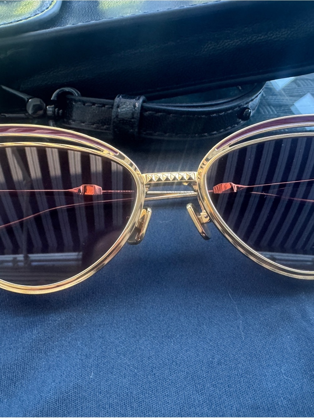 New Authentic Valentino V-Glassliner Gold VLS118-C Cat-Eye Sunglasses - Picture 8 of 11